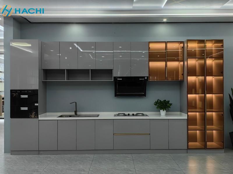 Mẫu tủ bếp đẹp hiện đại được làm từ tấm nhôm tổ ong cao cấp