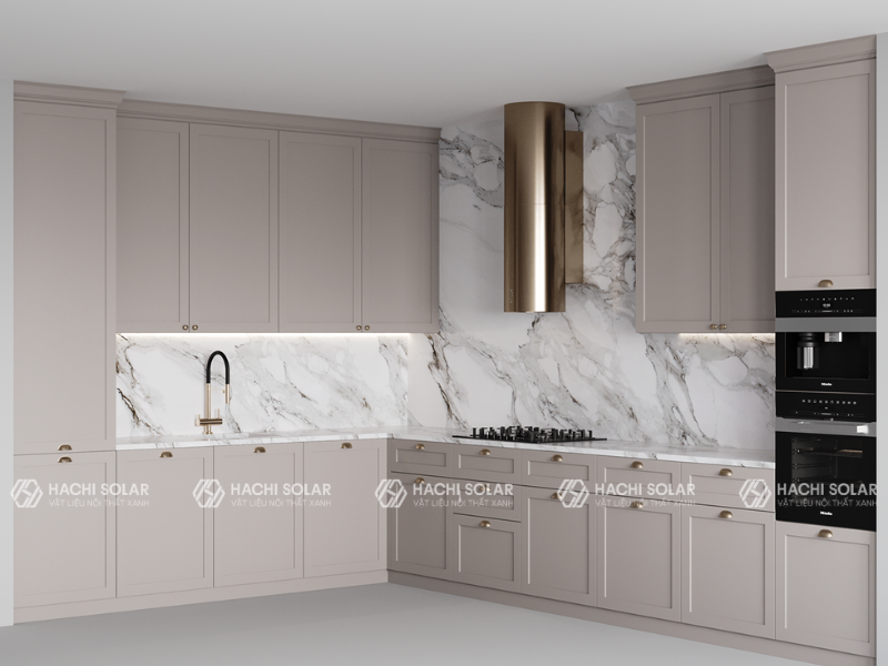 Tạo điểm nhấn cho không gian bếp với tủ bếp tân cổ điển đẳng cấp
