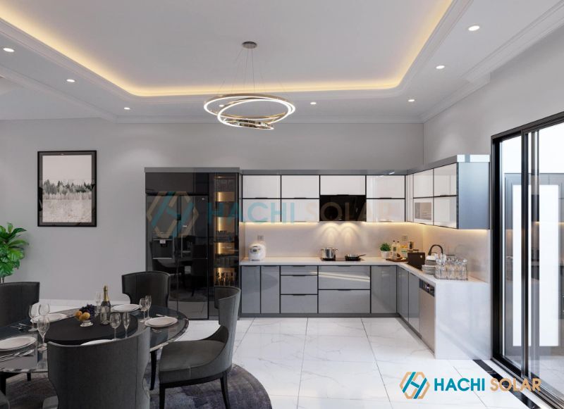 Mẫu tủ bếp hợp kim nhôm đẹp thi công bởi Hachi Solar