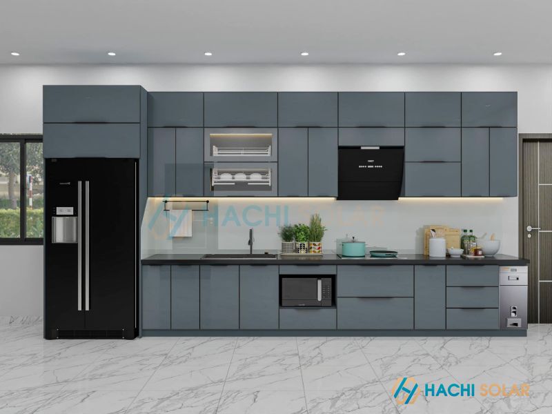 Tủ bếp tại Biên Hòa cao cấp chất liệu khung nhôm cánh kính