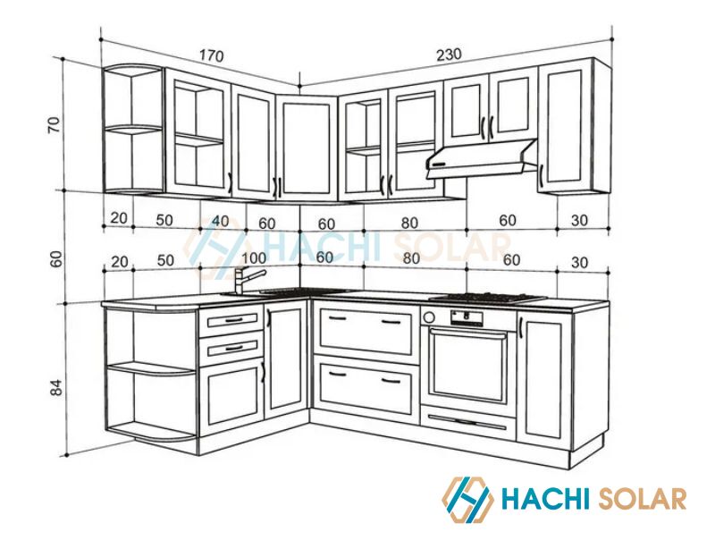 Tổng hợp các kích thước tiêu chuẩn tủ bếp mới và đầy đủ nhất 2025