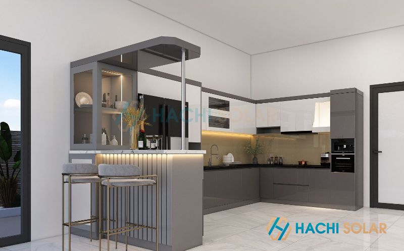Quầy bar ngăn bếp với phòng khách chất liệu nhôm kính bền bỉ giá rẻ