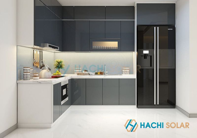 Mẫu tủ bếp màu xám đen đẹp