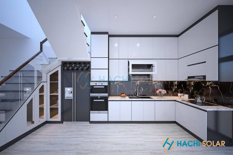 Mẫu tủ bếp kịch trần không chỉ đẹp mà còn giúp tối ưu không gian nhà bếp hiệu quả