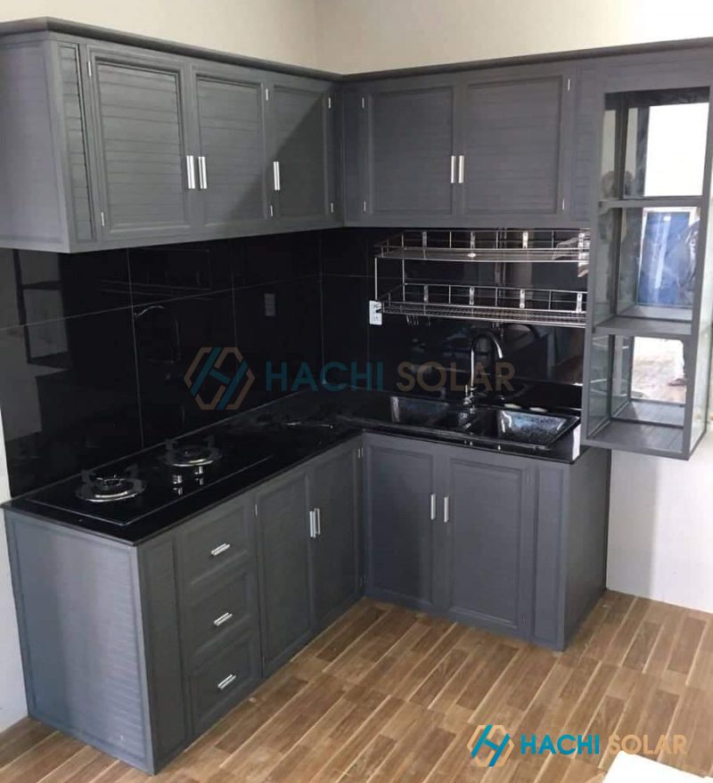 Tủ bếp xám ghi Xingfa nhập khẩu