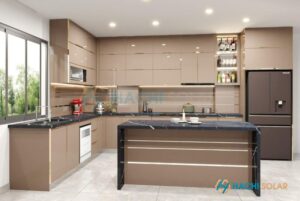 Mẫu tủ bếp cánh kính đẹp thi công tại thành phố mới Bình Dương