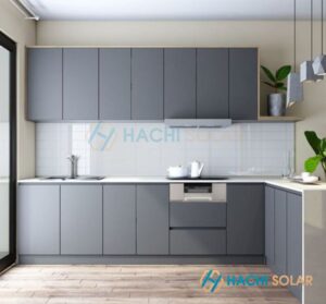 Tủ bếp hợp kim nhôm màu xám tối giản