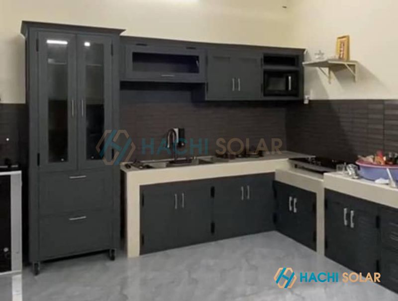 Mẫu tủ bếp nhôm kính Việt Pháp đẹp