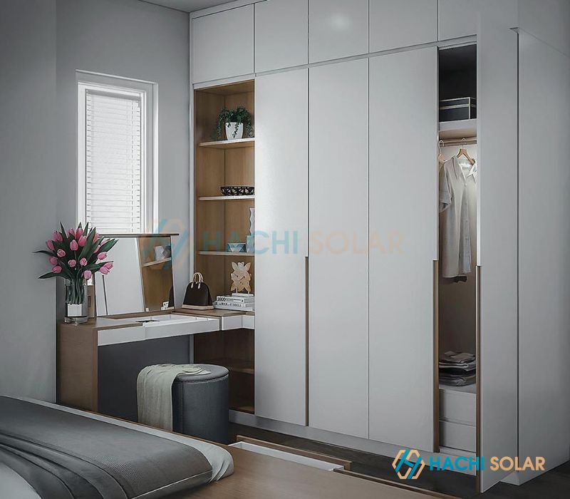 Kệ tủ quần áo phòng ngủ kết hợp bàn trang điểm
