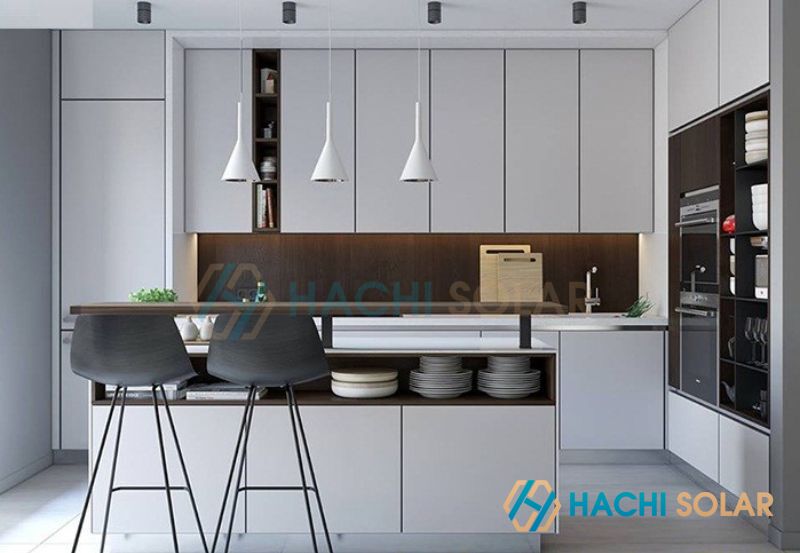 Mẫu tủ bếp hợp kim nhôm dạng thiết kế đứng thi công hoàn thiện giá tốt