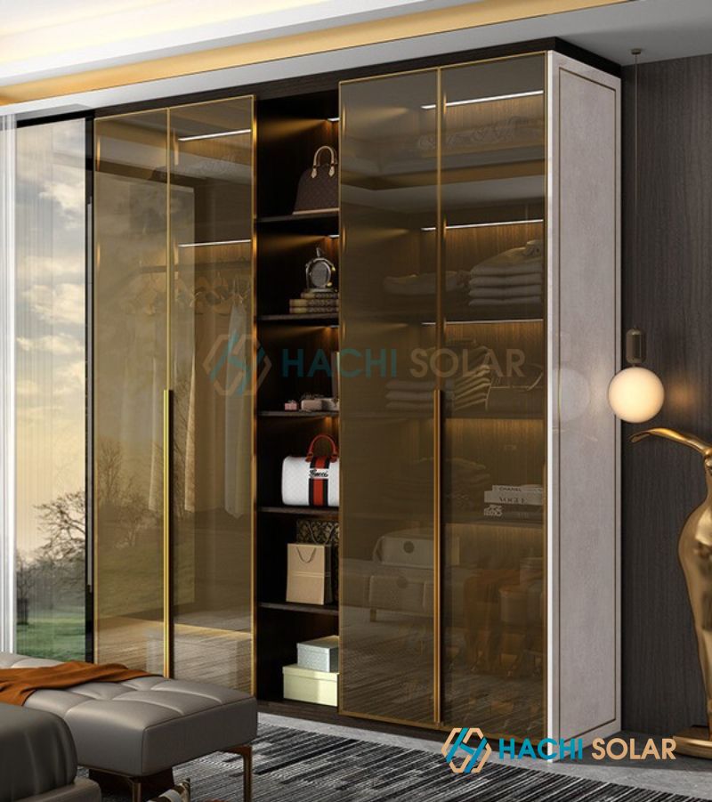 Mẫu tủ quần áo gắn tường 4 cánh kiểu Hàn Quốc