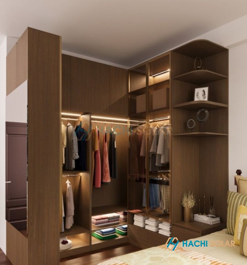 Kệ tủ quần áo phòng ngủ thiết kế không cánh