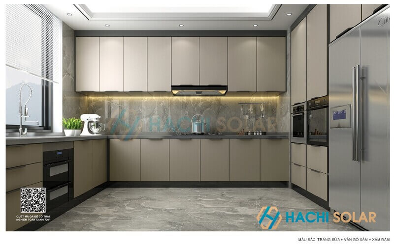 Mẫu tủ bếp ứng dụng tấm tổ ong thi công giá tốt tại Hachi Solar